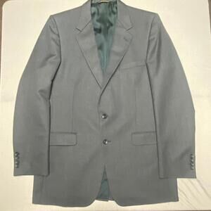 Halston Blazer Mens 42 Long Actual Gray Blue Wool Tweed 2 Button Sportscoat